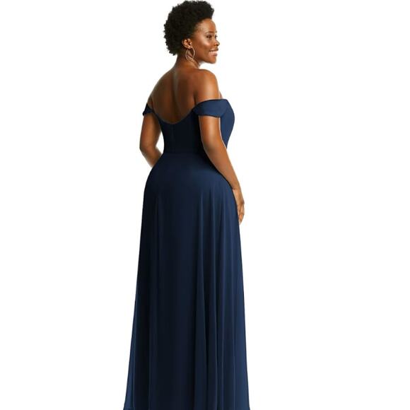 AFTER SIX 1560 Off-the-Shoulder Long Dress 2R Midnight Blue Gown Formal NWOT - Picture 3 of 13